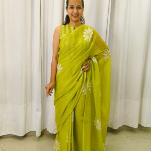 Plain Linen Saree